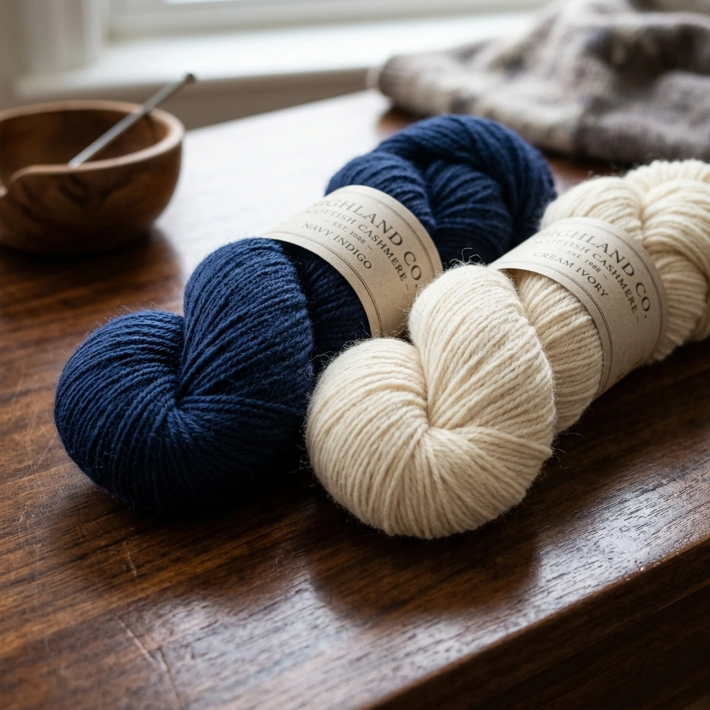 Scottish cashmere yarn hanks in deep navy